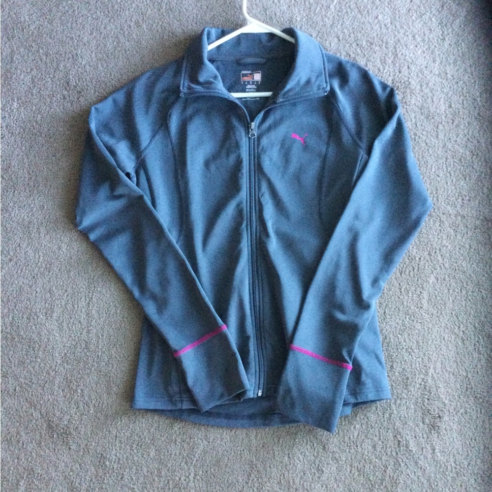 Gray with Pink highlights Puma Zip Up. Women’s size M